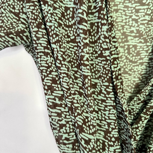 MSK Chocolate Brown and Teal Faux Wrap Midi Dress Sz 18W - Picture 4 of 6